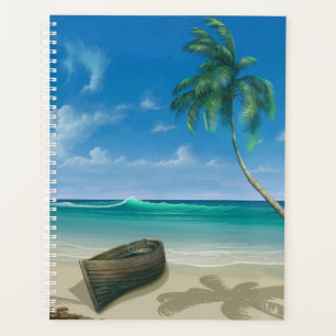 Agenda Tropical Island Paradise Sandy Beach Boat