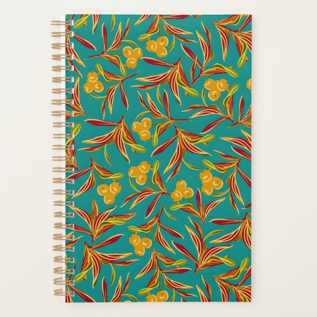 Agenda Tropical Pattern with Red and Yellow Leaves (Frente)