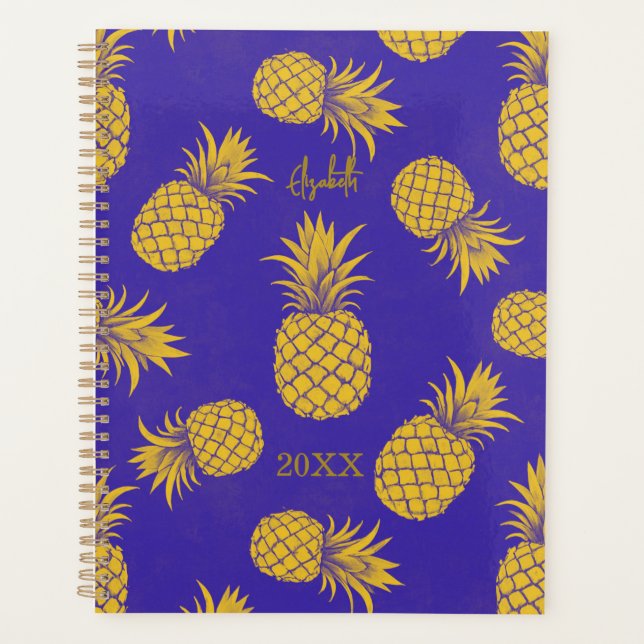 Agenda Tropical Pineapple with Name – Watercolor Style (Frente)