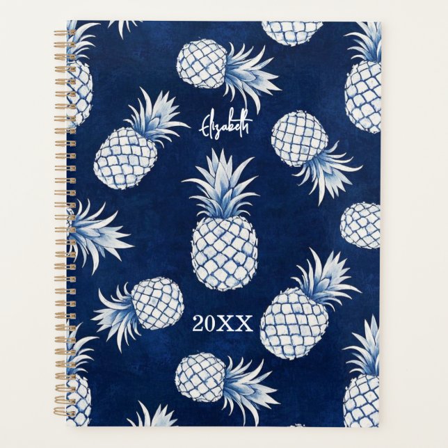Agenda Tropical Pineapple with Name – Watercolor Style (Frente)