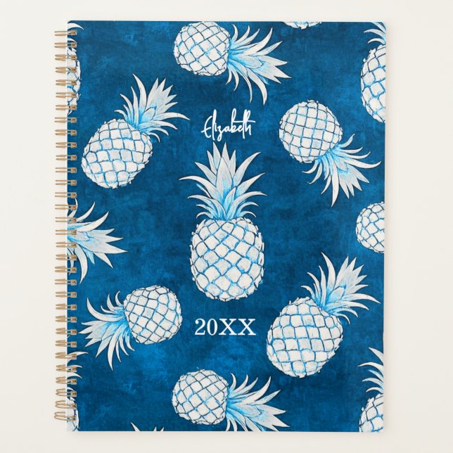 Agenda Tropical Pineapple with Name – Watercolor Style (Frente)