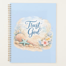 Agenda "Trust God" Coastal Beach Watercolor Christian