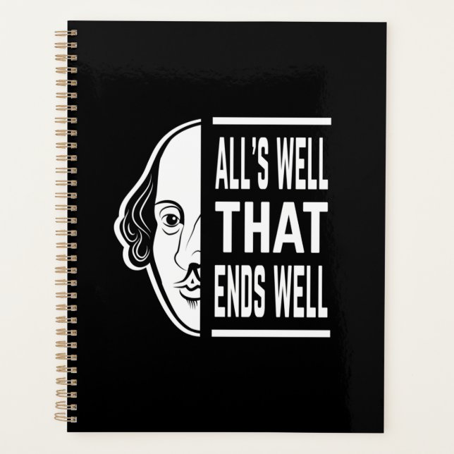 Agenda Tudo bem, acaba bem com a citação de Shakespeare (Frente)
