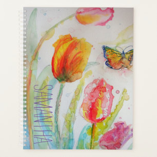 Agenda Tulipa Rosa Tulipas Floral Água-Forte Nome Feminin