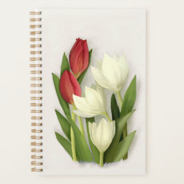 Agenda Tulipas brancas e vermelhas Floral