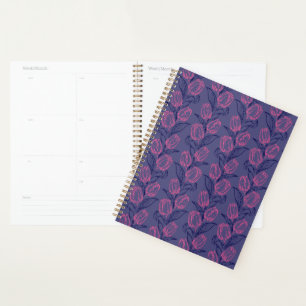 Agenda Tulipas e folhas de abstrato artístico