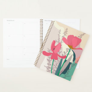 Agenda Tulipas Rosa Blocos de Cor Moderna Artística