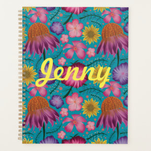 Agenda Turquesa Floral Personalizada