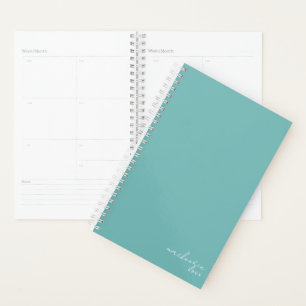 Agenda Turquesa Teal Minimalista Simples Personalizada