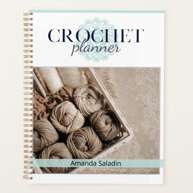 Agenda Turquoise Crochet Planner (Frente)
