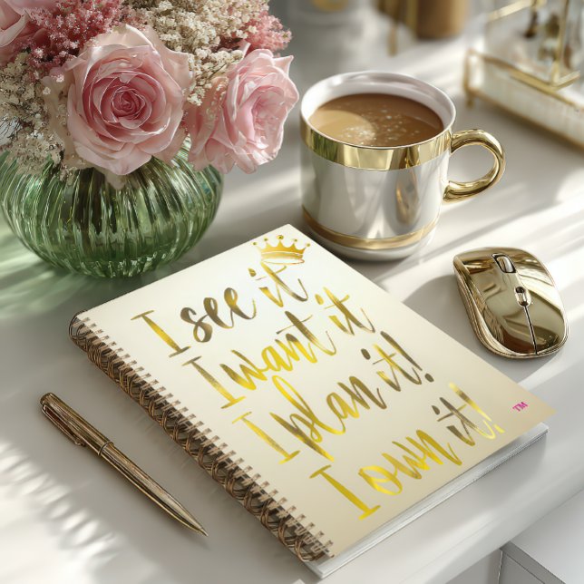 Agenda  Ultra Chic Gold & Pearl Ivory Motivational Luxe (Stylish Motivational Gold Text Personal Daily Planner )