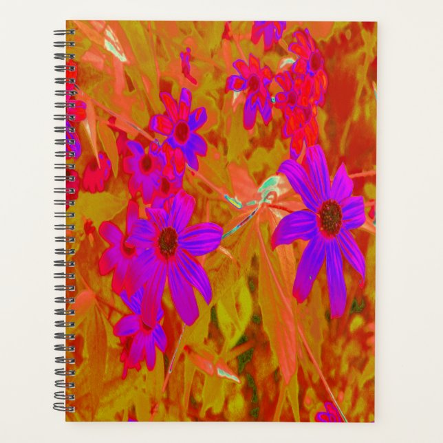 Agenda Ultra-violeta, magenta e flores silvestres vermelh (Frente)