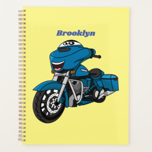 Agenda Um desenho animado de moto azul e bonito
