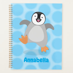 Agenda Um desenho animado de pintinho de pinguim feliz e 