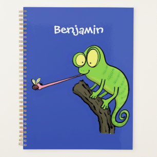 Agenda Um desenho animado verde-feliz chameleon lagarto