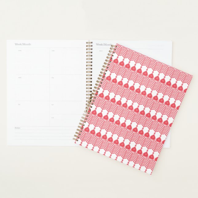 Agenda Um padrão geométrico vermelho e rosa com interlo (Exibição)