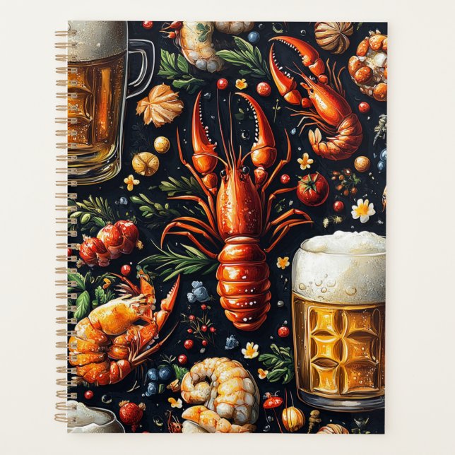 Agenda Um padrão para amantes de cerveja e frutos do mar. (Frente)