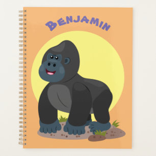 Agenda Uma ilustração de desenho animado de gorila, um