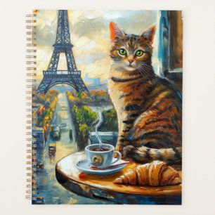 Agenda Uma Manhã em Paris Gato Malhado em um Café
