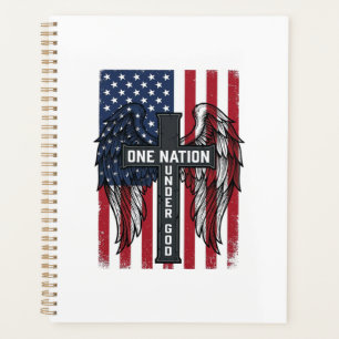 Agenda Uma Nação Sob Deus Camisa Patriótica Asa Cruz_1