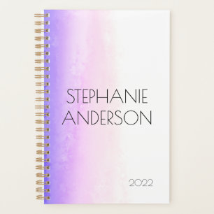 Agenda Unicorn Holografia com Abstrato de Aquarela