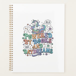Agenda Unicórnio Alimentado por Livros e Devaneios Kawaii