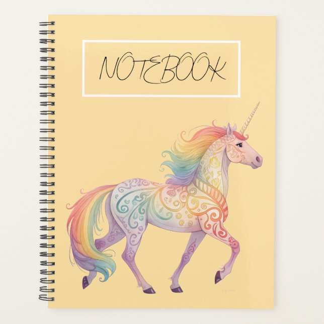 Agenda Unicórnio Arco-íris Mágico Personalizado  (Frente)