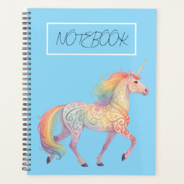 Agenda Unicórnio Arco-íris Mágico Personalizado