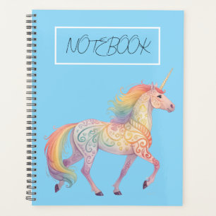 Agenda Unicórnio Arco-íris Mágico Personalizado