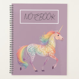 Agenda Unicórnio Arco-íris Mágico Personalizado