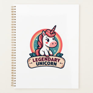 Agenda Unicórnio Lendário Desenho Vetorial Cartoon Retro