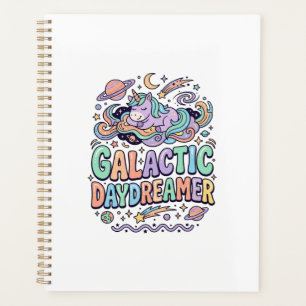 Agenda Unicórnio Sonhador Galáctico Kawaii Adesivo e Cami