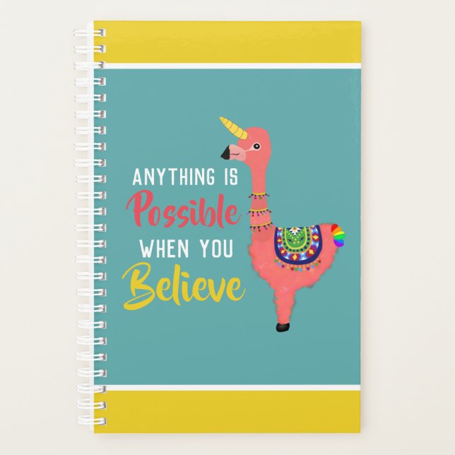 Agenda Uniflama Motivacional: Unicorn-Flamingo-lama (Frente)