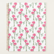 Unique Carnation Floral Planner Journal