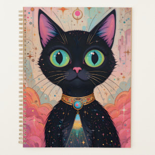 Agenda Universo de Gato Preto Cósmico Futurista Atômico