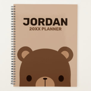 Agenda Urso Castanho Bonito com Plano de Nome Personaliza