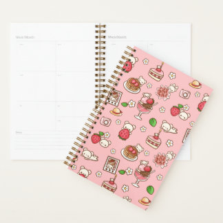 Agenda Urso de Morango e Sobremesas Rosa Fofo Kawaii