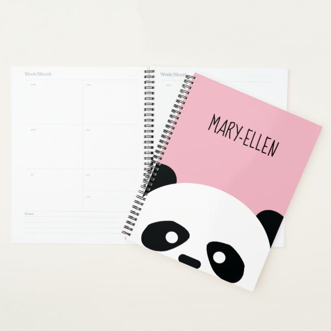 Agenda Urso de Panda Kawaii Adorável, Rosa Personalizado (Exibição)