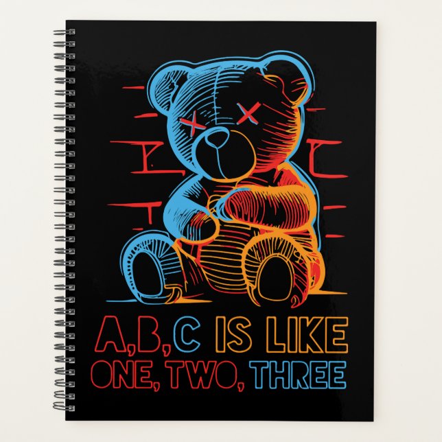 Agenda Urso de pelúcia Neon ABC (Frente)