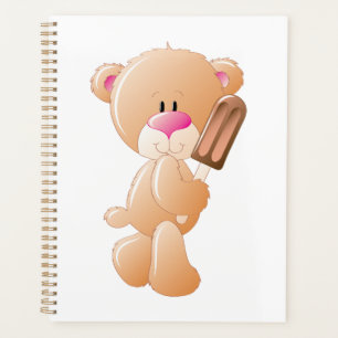 Agenda Urso de Pelúcia Segurando Picolé de Sorvete de Cho