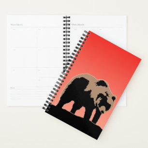 Agenda Urso Grizzly no Sunset - Arte original sobre a vid