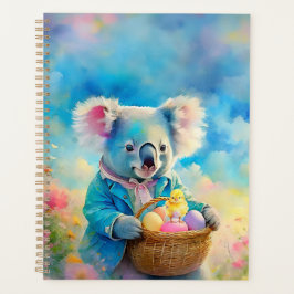 Agenda Urso Koala segurando uma cesta de ovos de Páscoa
