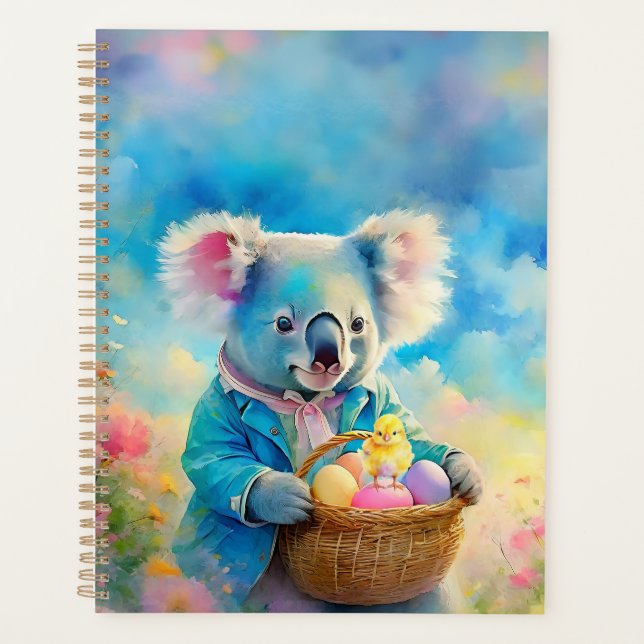 Agenda Urso Koala segurando uma cesta de ovos de Páscoa (Frente)