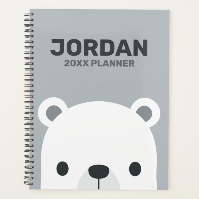 Agenda Urso Polar Bonito com Nome Personalizado (Frente)