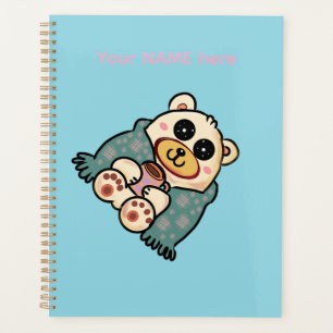 Agenda Urso Polar Personalizado com Café Arte Fofa de I