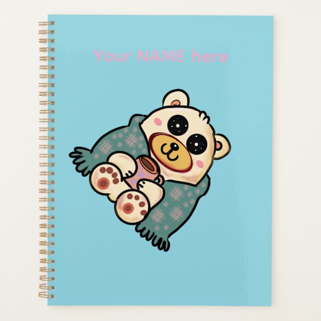 Agenda Urso Polar Personalizado com Café | Arte Fofa de I (Frente)