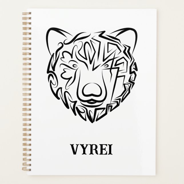 Agenda Urso Tribal Negro e Branco (Frente)