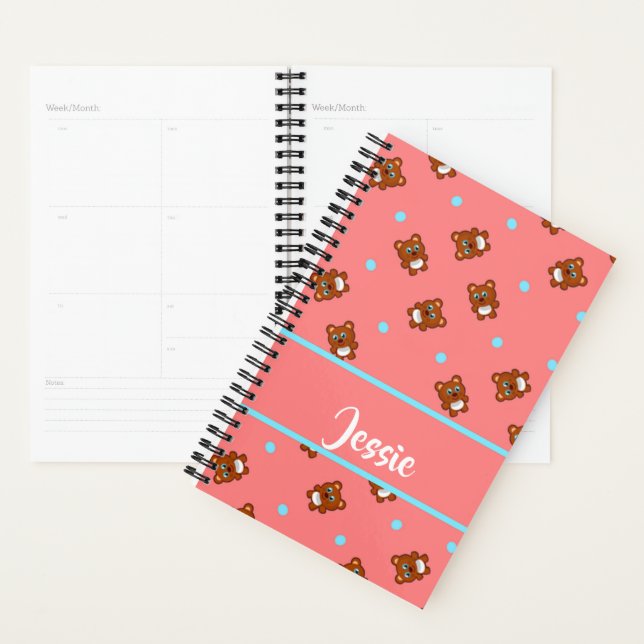 Agenda Ursos peludos bonitos a rosa (Exibição)