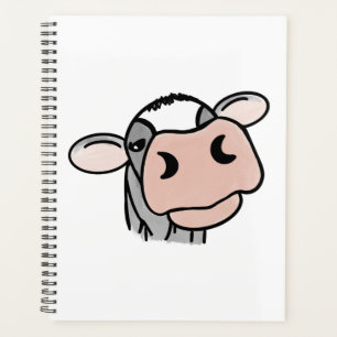 Agenda vaca de desenho animado preto branco rosa beijo ci