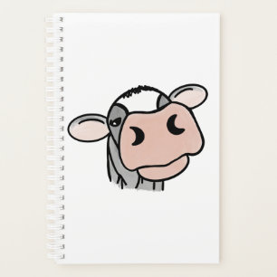 Agenda vaca de desenho animado preto branco rosa beijo ci